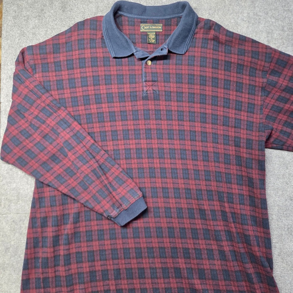 Vintage Croft & Barrow Plaid Long Sleeve Polo Shirt Mens XL 90s Grandpacore
